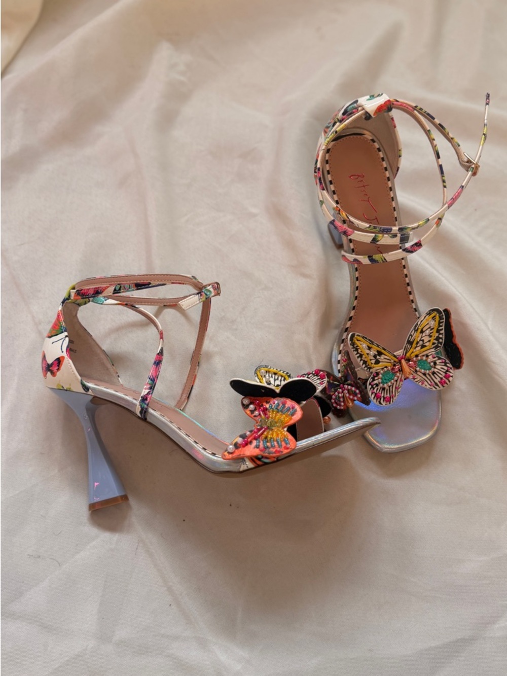 Betsey Johnson Multicolor Butterfly Ankle-Strap Heels - Picture 5 of 6